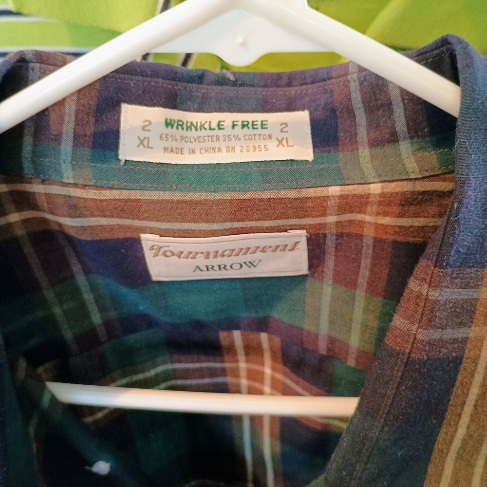 Arrow Men's Plaid Shirt - Blue and Green Bin 27 - Picture 3 of 3